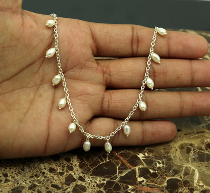 Sterling silver handmade charm necklace by Tribal Ornaments, stylish bridesmaid and belly dance jewelry with intricate design.