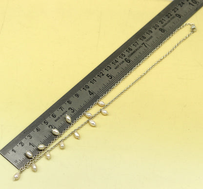 Handmade 925 sterling silver charm necklace with intricate designs, perfect for bridesmaids or belly dance jewelry.