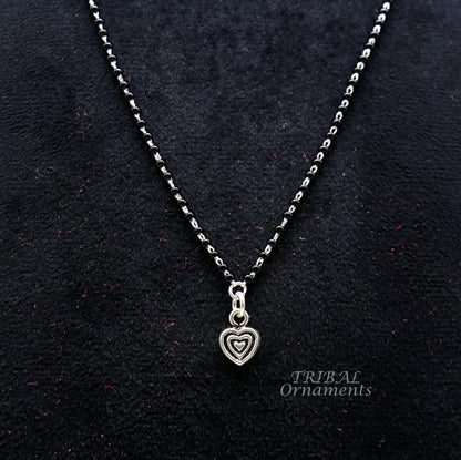 Pure 925 sterling silver black beads chain necklace with pendant, traditional brides Mangalsutra set by TRIBAL ORNAMENTS