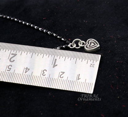 Pure 925 sterling silver black beads chain necklace with traditional pendant, bridal Mangalsutra set by TRIBAL ORNAMENTS.