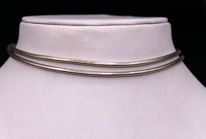 Sterling silver handmade vintage snake chain necklace with screw clasp, unisex antique jewelry by Tribal Ornaments.