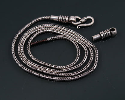 Sterling silver vintage-style wheat chain necklace from TRIBAL ORNAMENTS, 18-24 inches, screw clasp, perfect for pendants.