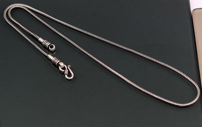Sterling silver vintage-style wheat chain necklace from Tribal Ornaments, 18-24 inches, 2mm screw chain for pendants.