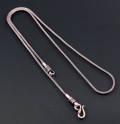 Sterling silver vintage-style wheat chain necklace, 18-24 inches, 2mm screw chain for pendants, customized jewelry by TRIBAL ORNAMENTS