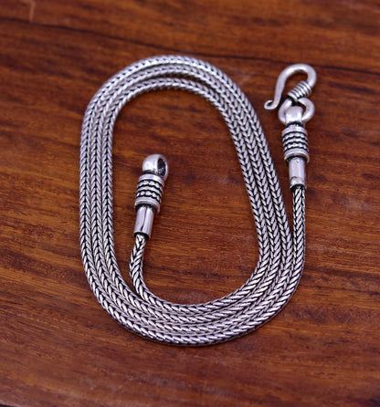 Sterling silver vintage-style wheat chain necklace from Tribal Ornaments, 18 to 24 inches, screw clasp, perfect for pendants.