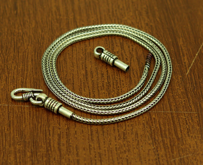 Sterling silver vintage-style wheat chain necklace, 18 to 24 inches, with screw clasp and pendant customization for jewelry.