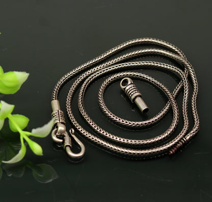 Sterling silver 18-24 inch vintage-style wheat chain necklace with screw clasp, perfect for pendants, from Tribal Ornaments.