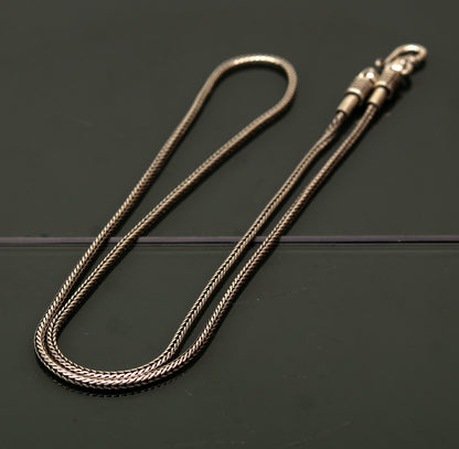 Sterling silver vintage-style wheat chain necklace, 18 to 24 inches, with screw clasp, perfect for pendants and customized jewelry.