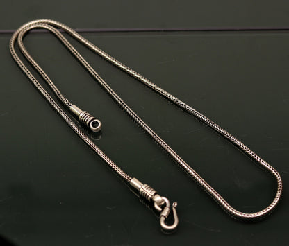 Sterling silver vintage-style wheat chain necklace, 18-24 inches, 2mm screw chain for pendants, customized jewelry by TRIBAL ORNAMENTS.