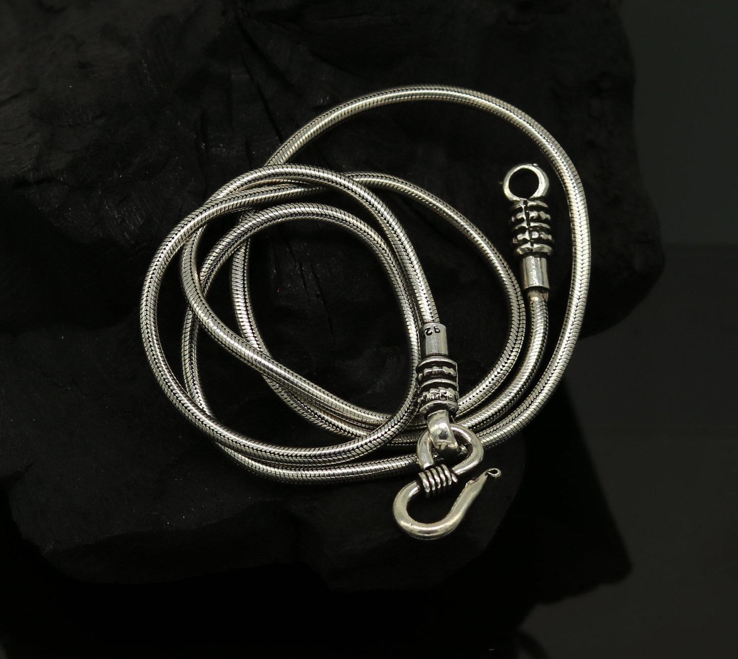 18" to 30" 925 sterling silver handmade gorgeous screw chain, pendant chain, amazing snake chain tribal oxidized customized necklace ch84 - TRIBAL ORNAMENTS