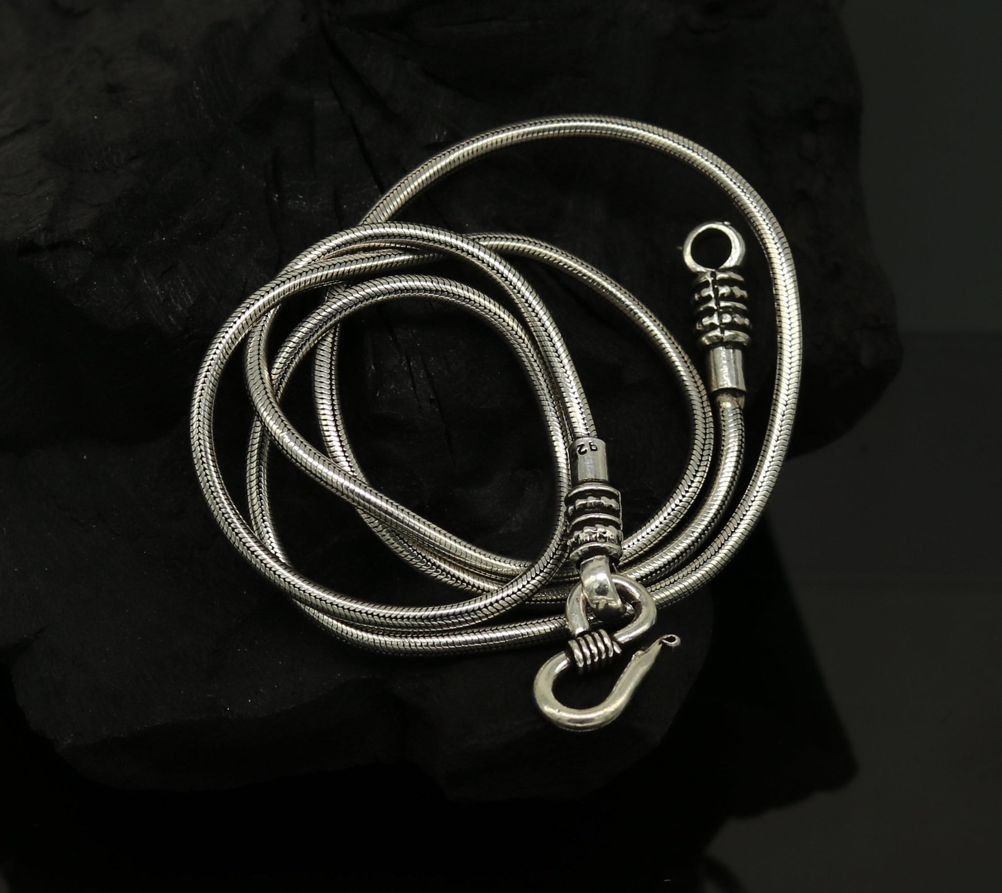 18" to 30" 925 sterling silver handmade gorgeous screw chain, pendant chain, amazing snake chain tribal oxidized customized necklace ch84 - TRIBAL ORNAMENTS