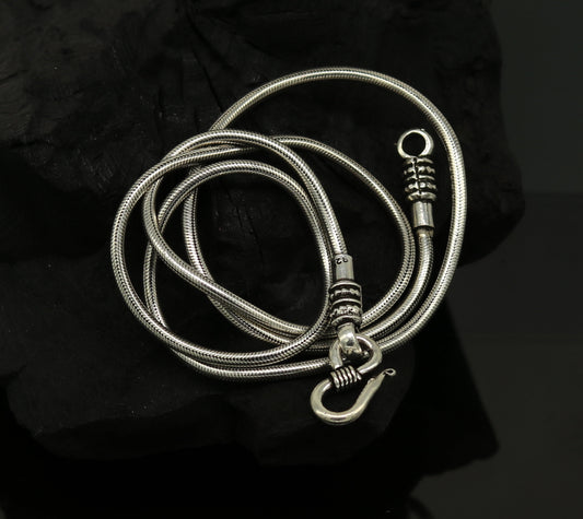 18" to 30" 925 sterling silver handmade gorgeous screw chain, pendant chain, amazing snake chain tribal oxidized customized necklace ch84 - TRIBAL ORNAMENTS