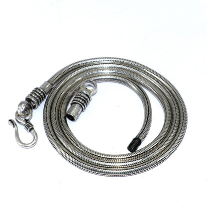 Sterling silver snake chain necklace, 18 to 30 inches long, 3mm thickness, oxidized silver finish, handmade trendy style.