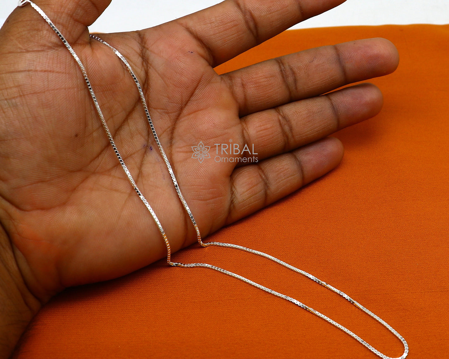 18" 1mm 925 sterling silver handmade unique trendy style box chain necklace excellent gifting jewelry for men's women's chain ch238 - TRIBAL ORNAMENTS