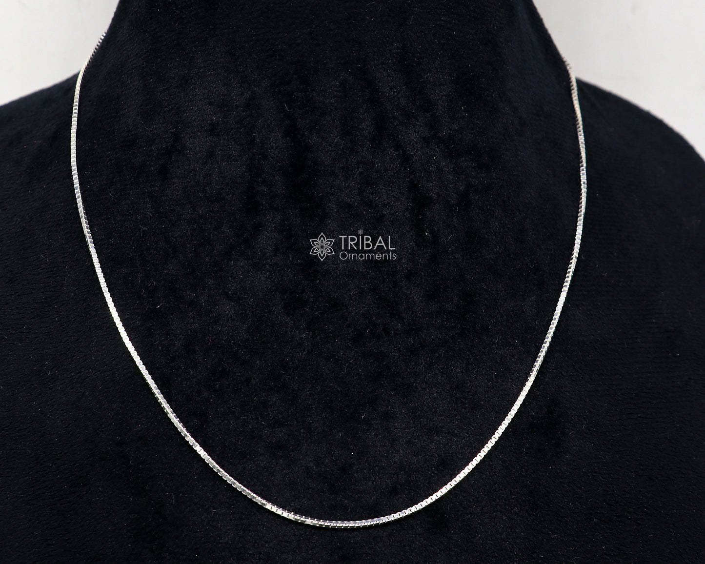 18" 1mm 925 sterling silver handmade unique trendy style box chain necklace excellent gifting jewelry for men's women's chain ch238 - TRIBAL ORNAMENTS