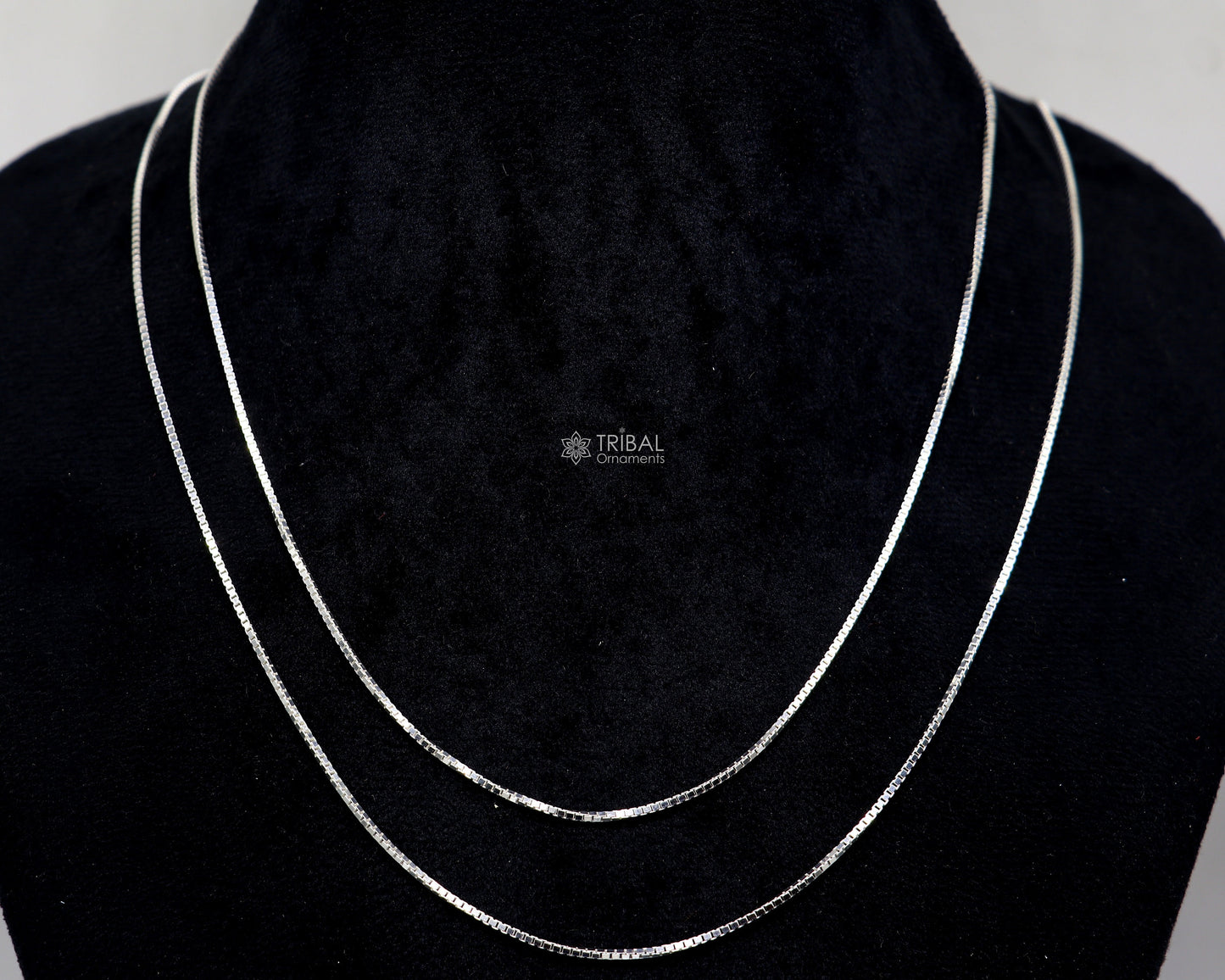 18" 1mm 925 sterling silver handmade unique trendy style box chain necklace excellent gifting jewelry for men's women's chain ch238 - TRIBAL ORNAMENTS