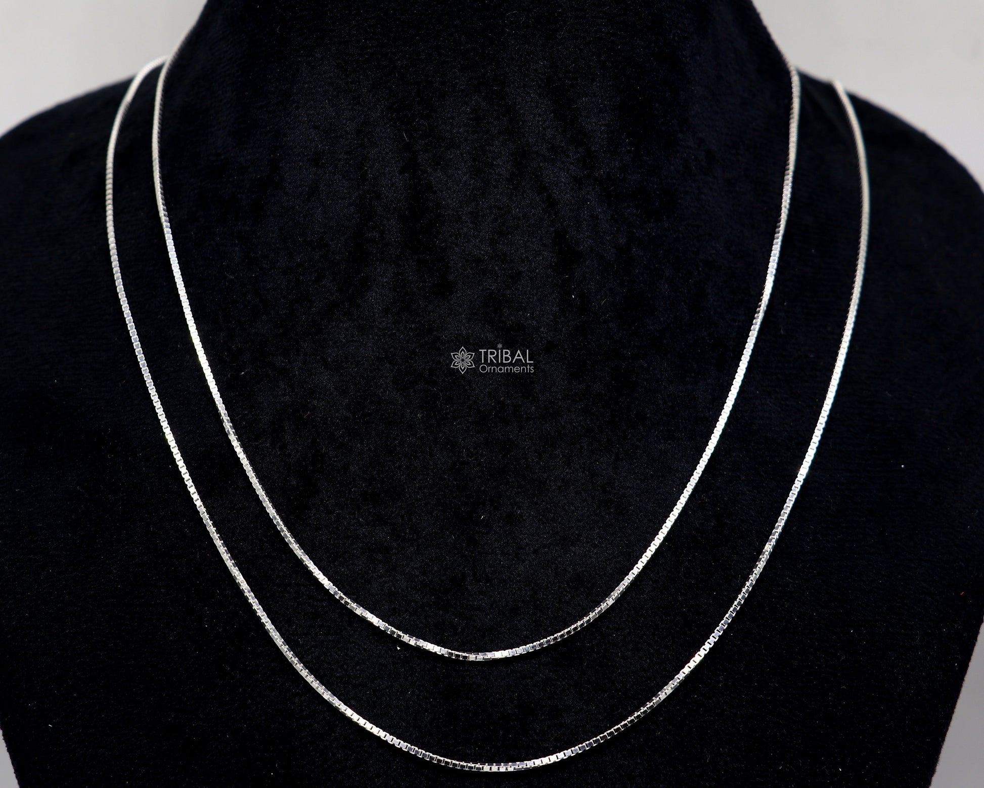 18" 1mm 925 sterling silver handmade unique trendy style box chain necklace excellent gifting jewelry for men's women's chain ch238 - TRIBAL ORNAMENTS