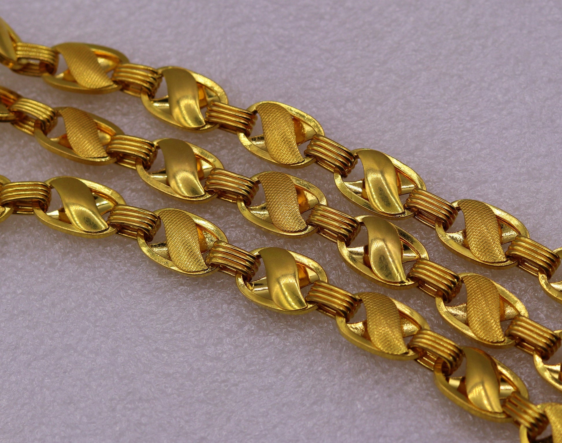 22K solid gold 11mm lotus design handmade chain necklace, unisex traditional jewelry from Rajasthan India by TRIBAL ORNAMENTS.