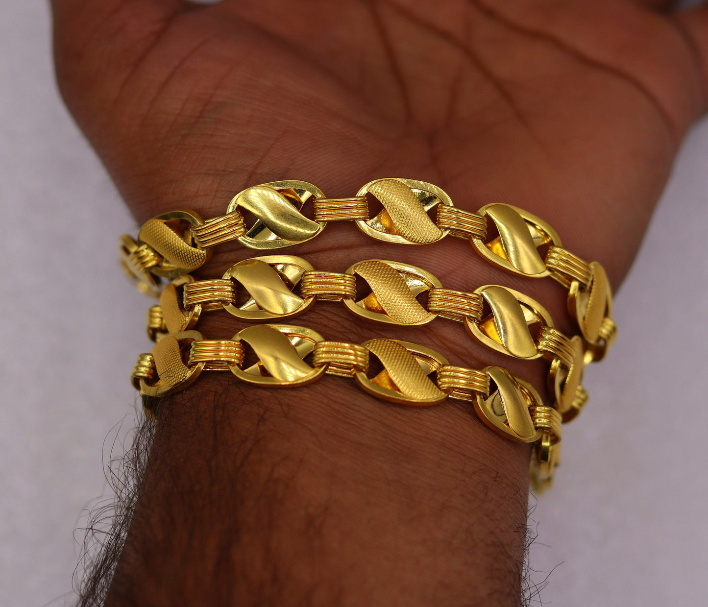 22K solid gold 11mm lotus design handmade chain necklace by TRIBAL ORNAMENTS, traditional unisex jewelry from Rajasthan India