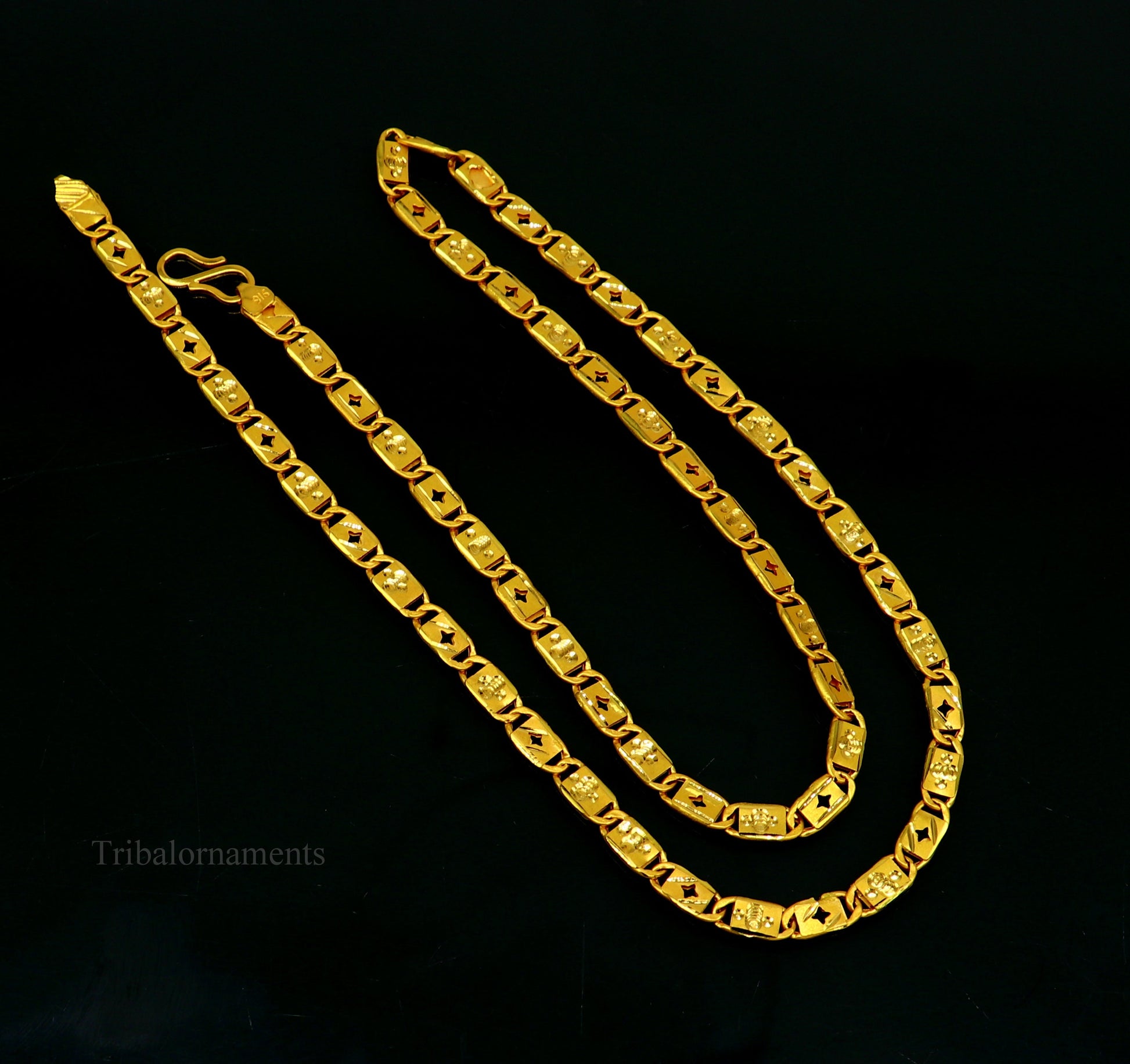 21.5 inches long  5mm nawabi chain Handmade 22 karat yellow gold solid gold nawabi chain necklace form Rajasthan India best gifting  ch504 - TRIBAL ORNAMENTS