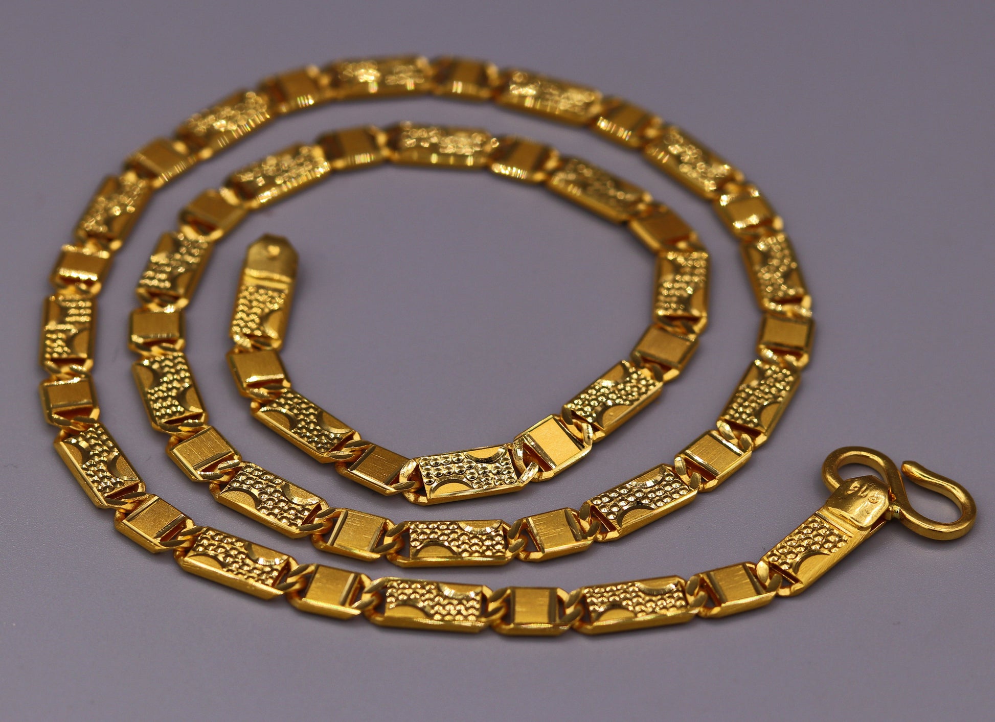 22kt gold 5.5 mm 20 inches long handmade solid gold nawabi chain necklace form Rajasthan India ch68 - TRIBAL ORNAMENTS