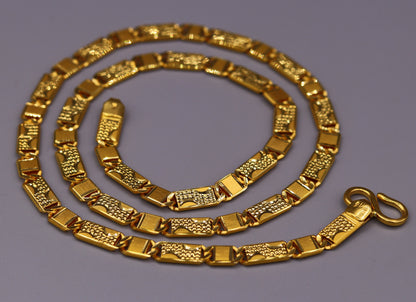 22kt gold 5.5 mm 20 inches long handmade solid gold nawabi chain necklace form Rajasthan India ch68 - TRIBAL ORNAMENTS