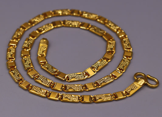 22kt gold 5.5 mm 20 inches long handmade solid gold nawabi chain necklace form Rajasthan India ch68 - TRIBAL ORNAMENTS