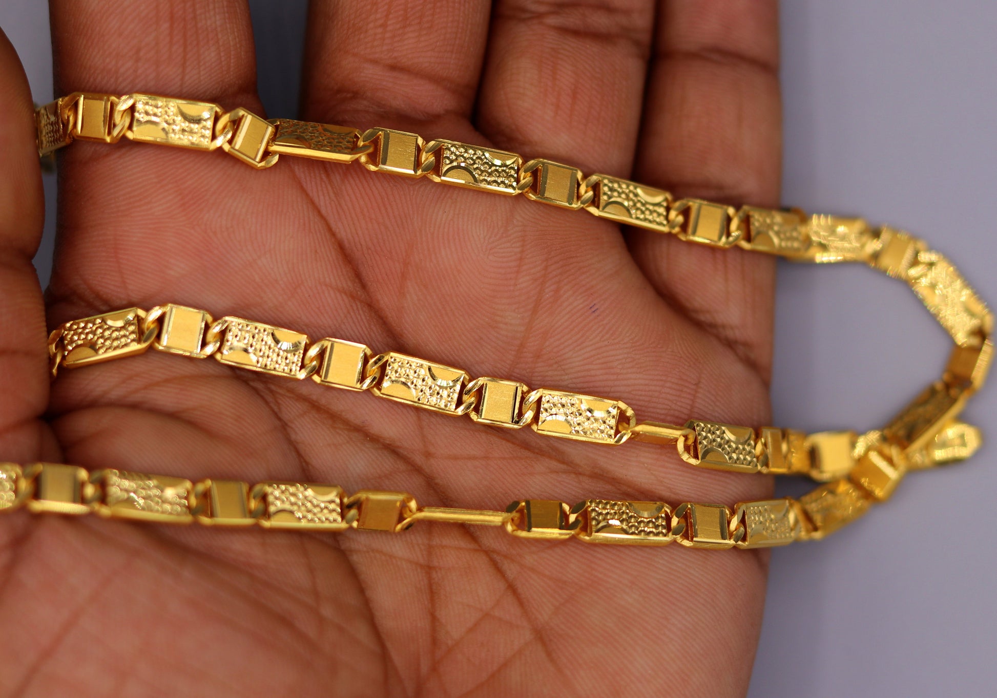22kt gold 5.5 mm 20 inches long handmade solid gold nawabi chain necklace form Rajasthan India ch68 - TRIBAL ORNAMENTS
