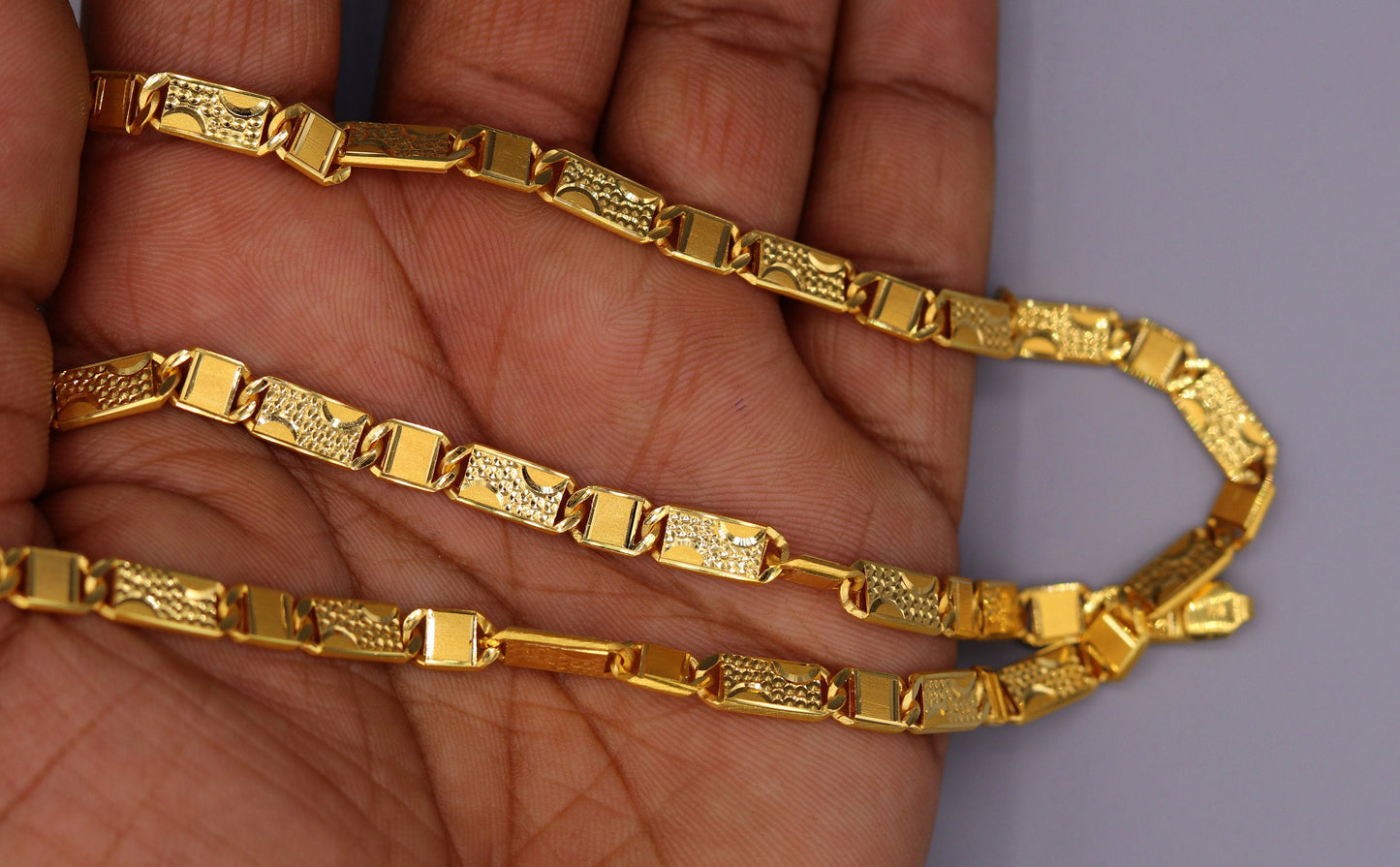 22kt gold 5.5 mm 20 inches long handmade solid gold nawabi chain necklace form Rajasthan India ch68 - TRIBAL ORNAMENTS