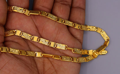 22kt gold 5.5 mm 20 inches long handmade solid gold nawabi chain necklace form Rajasthan India ch68 - TRIBAL ORNAMENTS