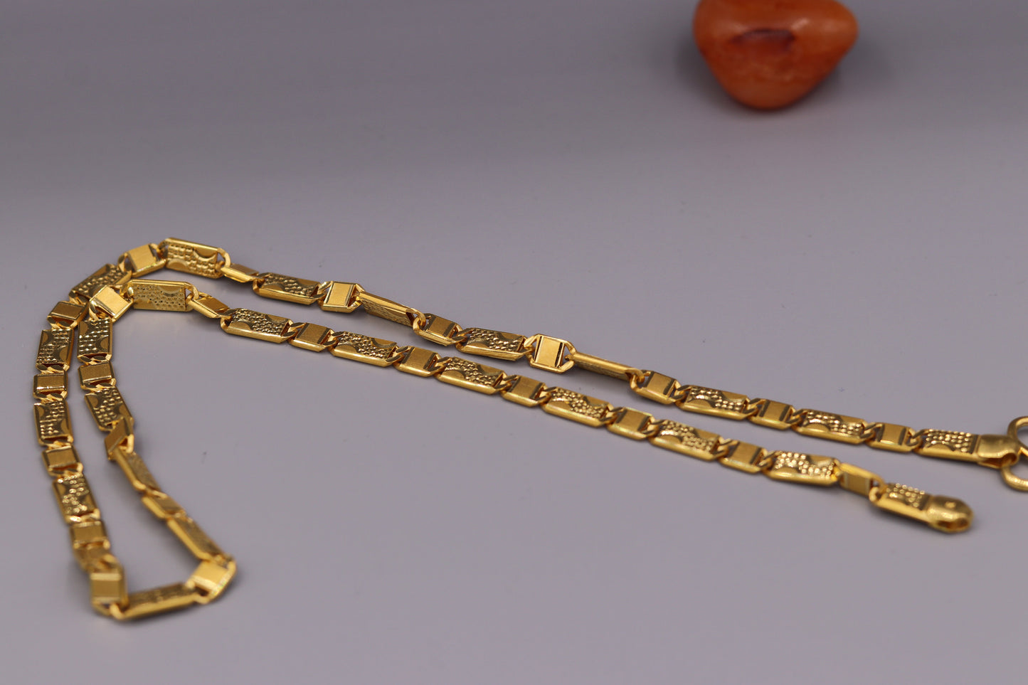 22kt gold 5.5 mm 20 inches long handmade solid gold nawabi chain necklace form Rajasthan India ch68 - TRIBAL ORNAMENTS