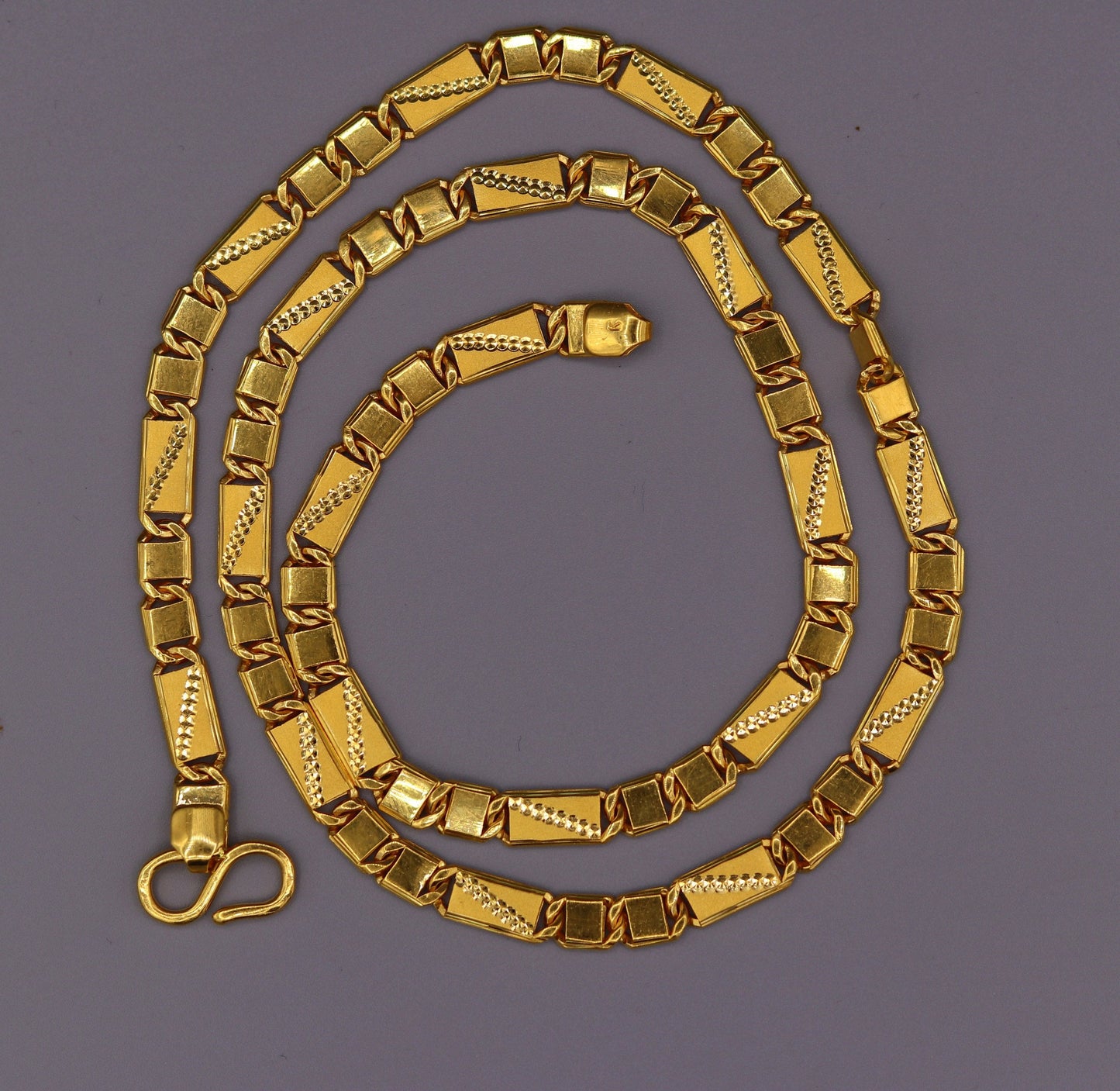 22 karat yellow gold 5mm 20 inches handmade solid gold nawabi chain necklace form Rajasthan India ch67 - TRIBAL ORNAMENTS