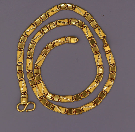 22 karat yellow gold 5mm 20 inches handmade solid gold nawabi chain necklace form Rajasthan India ch67 - TRIBAL ORNAMENTS