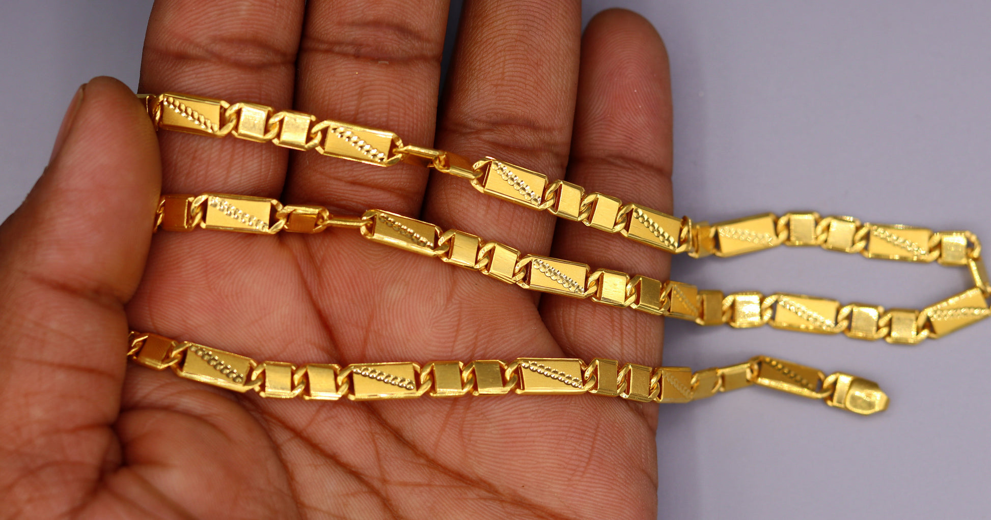 22 karat yellow gold 5mm 20 inches handmade solid gold nawabi chain necklace form Rajasthan India ch67 - TRIBAL ORNAMENTS