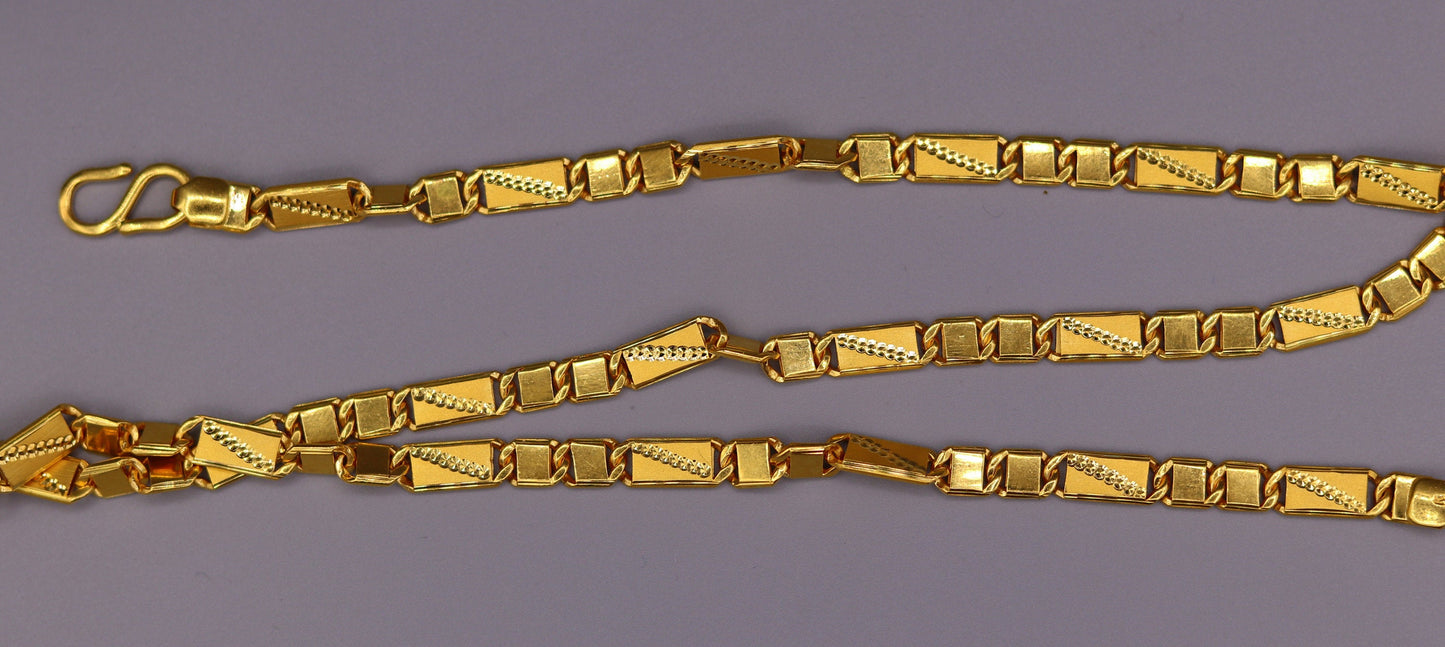 22 karat yellow gold 5mm 20 inches handmade solid gold nawabi chain necklace form Rajasthan India ch67 - TRIBAL ORNAMENTS