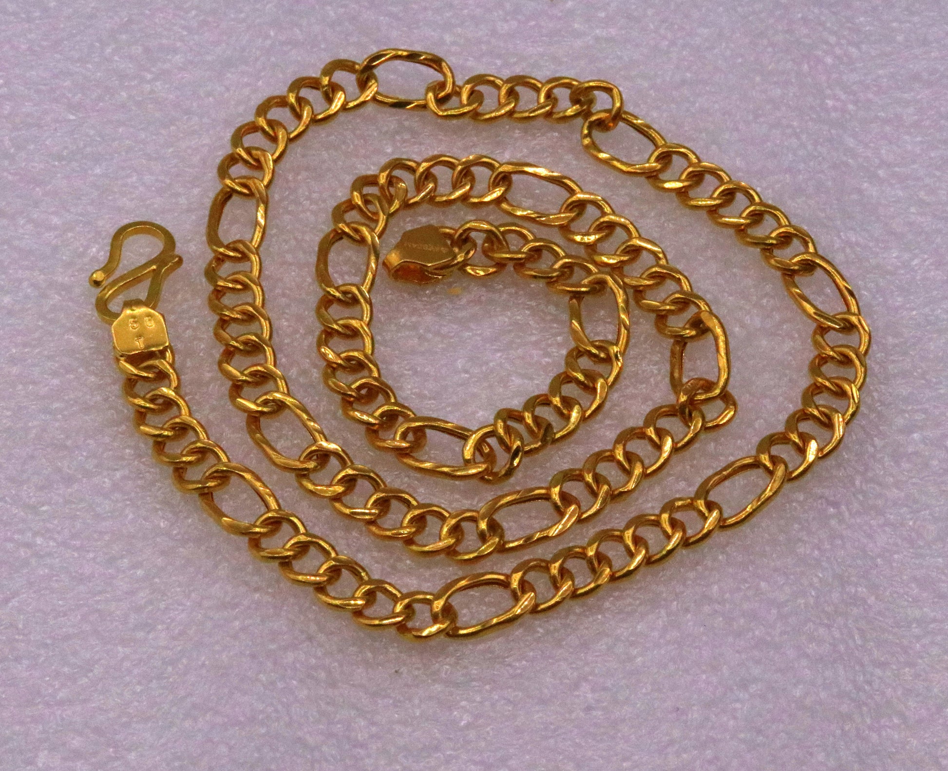 22K yellow gold 6mm Figaro link handmade necklace from Rajasthan India, unisex traditional jewelry by TRIBAL ORNAMENTS