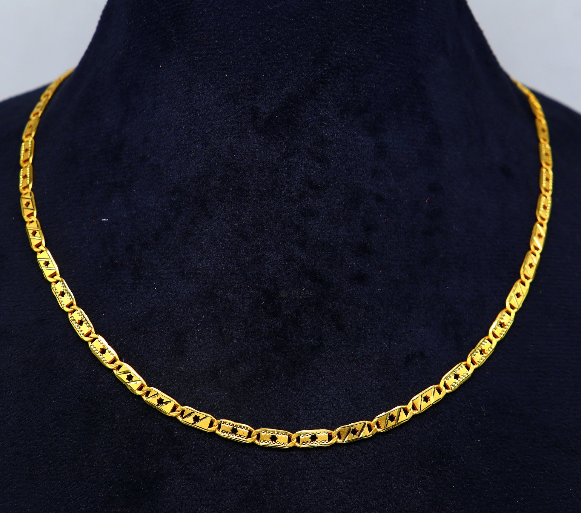 Hallmarked 22kt 22ct yellow gold handmade certified gold luxury royal nawabi chian gifting necklace all sized unisex chain necklace gch583 - TRIBAL ORNAMENTS