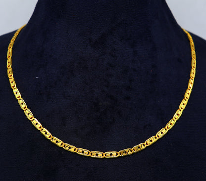 22K yellow gold handmade Nawabi chain necklace by Tribal Ornaments, hallmarked, unisex, 916 BIS certified, luxury jewelry, all sizes