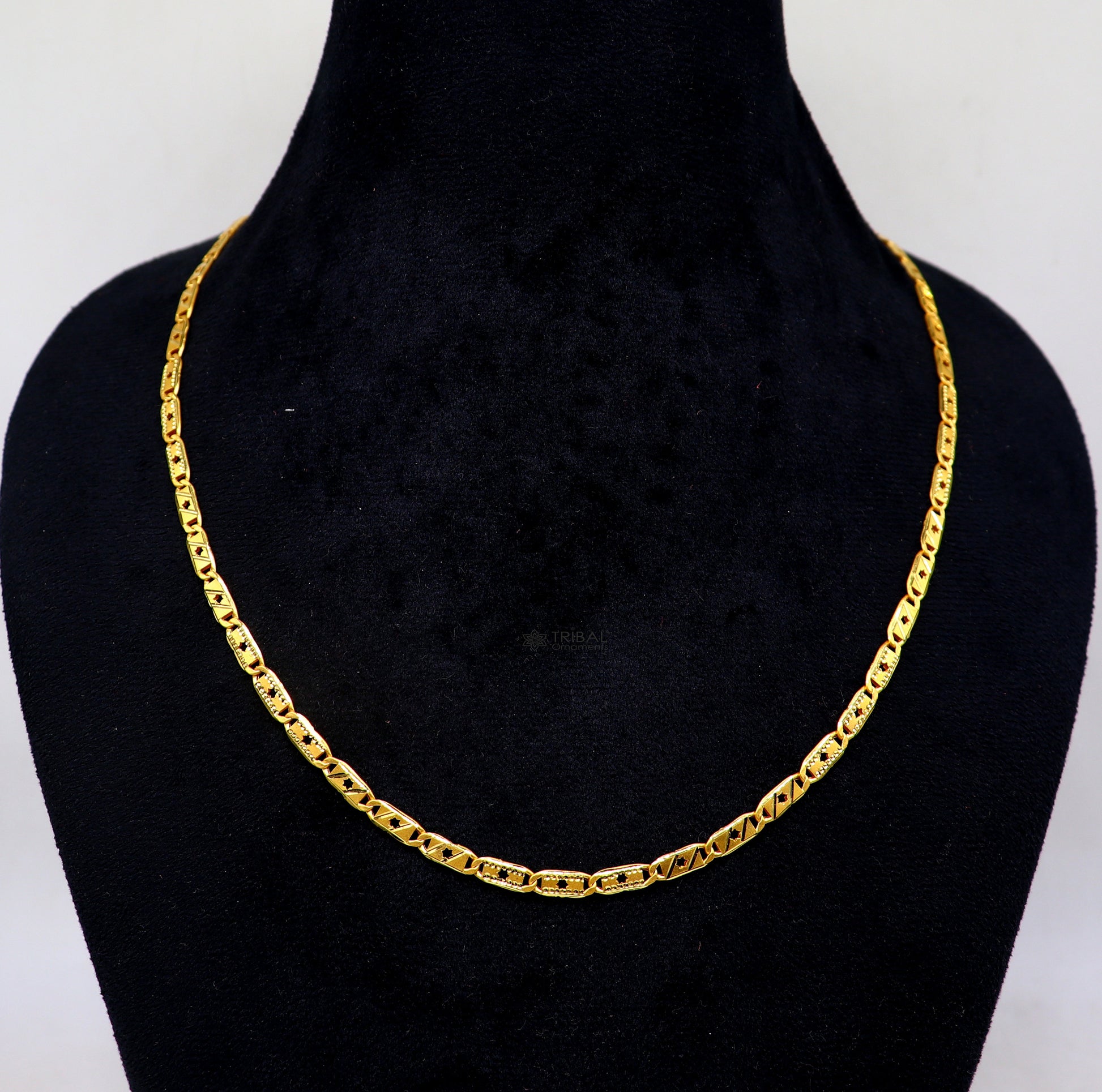 Hallmarked 22kt 22ct yellow gold handmade certified gold luxury royal nawabi chian gifting necklace all sized unisex chain necklace gch583 - TRIBAL ORNAMENTS