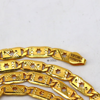 22K yellow gold handmade Nawabi chain necklace by Tribal Ornaments, hallmarked, unisex luxury jewelry with 916 BIS certification.