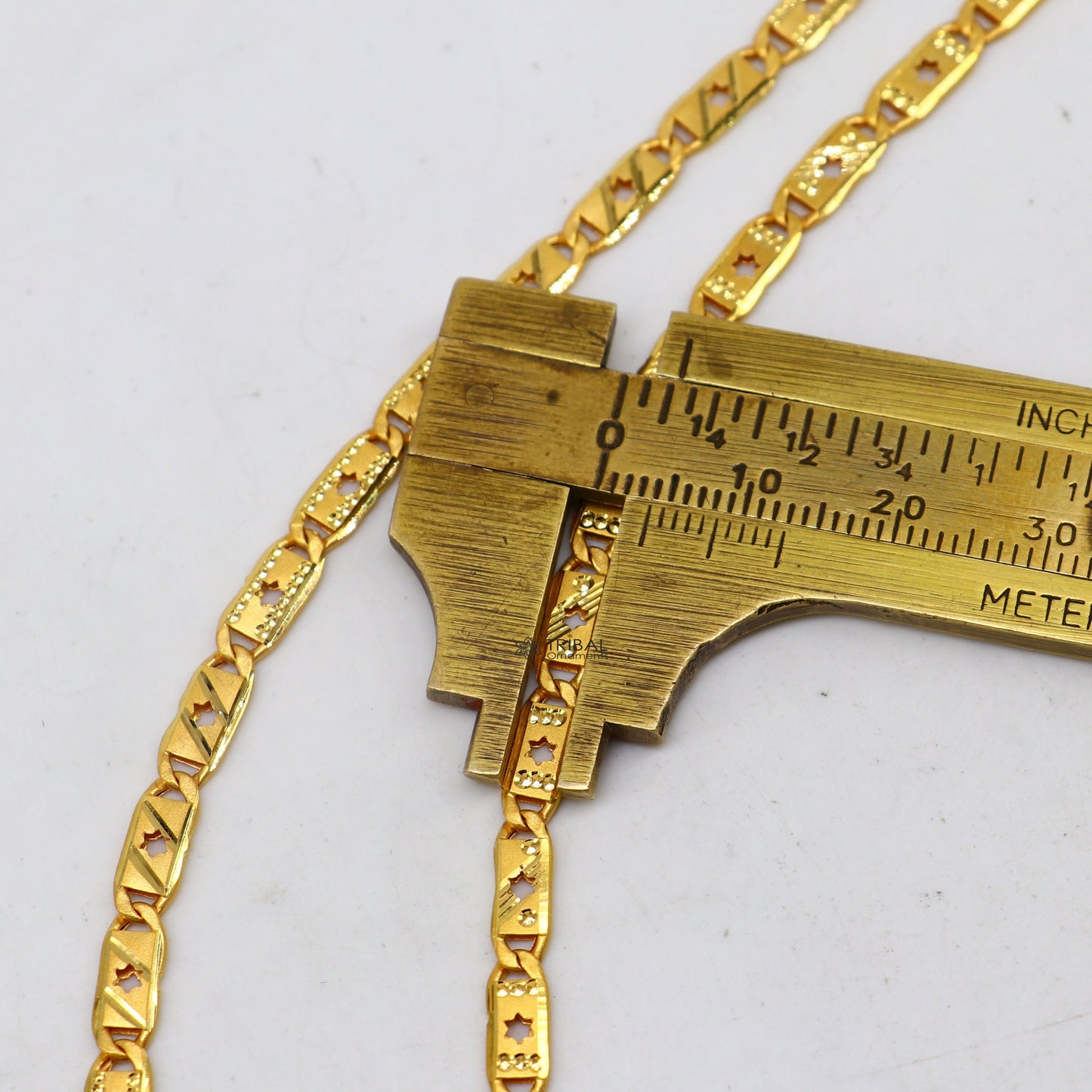 Hallmarked 22kt 22ct yellow gold handmade certified gold luxury royal nawabi chian gifting necklace all sized unisex chain necklace gch583 - TRIBAL ORNAMENTS