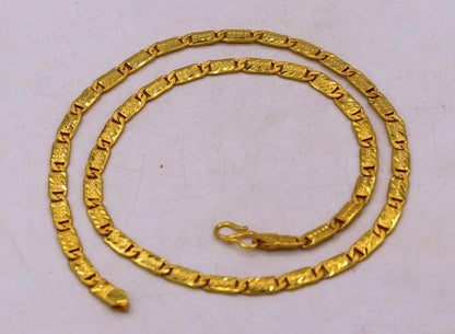 22K yellow gold handmade Nawabi chain necklace with 5mm links, traditional unisex jewelry from Rajasthan India by Tribal Ornaments.