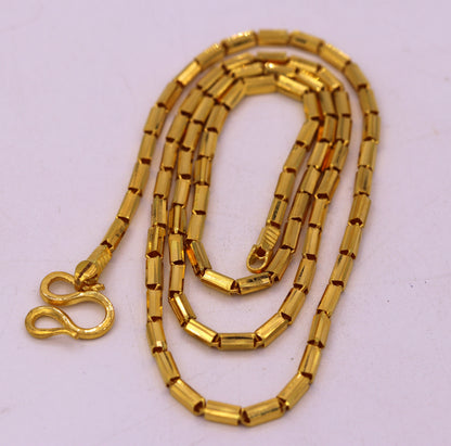 22K yellow gold handmade Baht chain necklace, 2.5mm width, traditional Indian jewelry, authentic handmade jewelry from TRIBAL ORNAMENTS