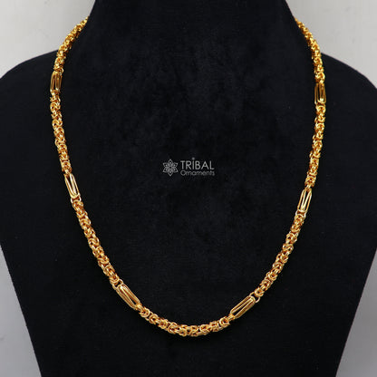 22K yellow gold handmade Byzantine chain necklace by Tribal Ornaments, unisex, hallmarked, customizable length 18-26 inches.