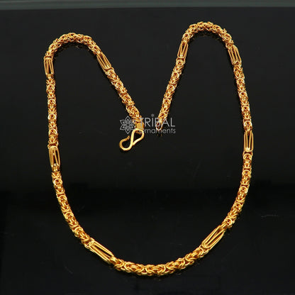 22K yellow gold handmade Byzantine chain necklace by Tribal Ornaments, unisex, 18-26 inches, hallmarked luxury jewelry.