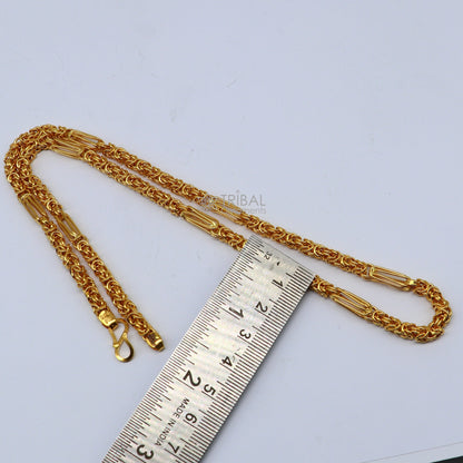 22K yellow gold handmade Byzantine chain necklace by TRIBAL ORNAMENTS, unisex, hallmarked, with adjustable length 18-26 inches.