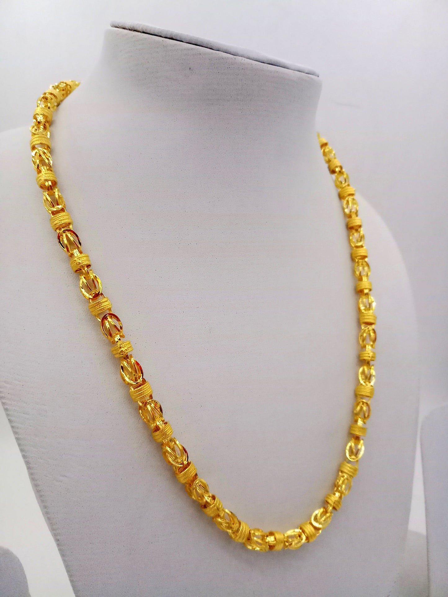 22K yellow gold handmade chain necklace, 20 inches, traditional Indian jewelry, hallmarked 916, crafted by Tribal Ornaments.