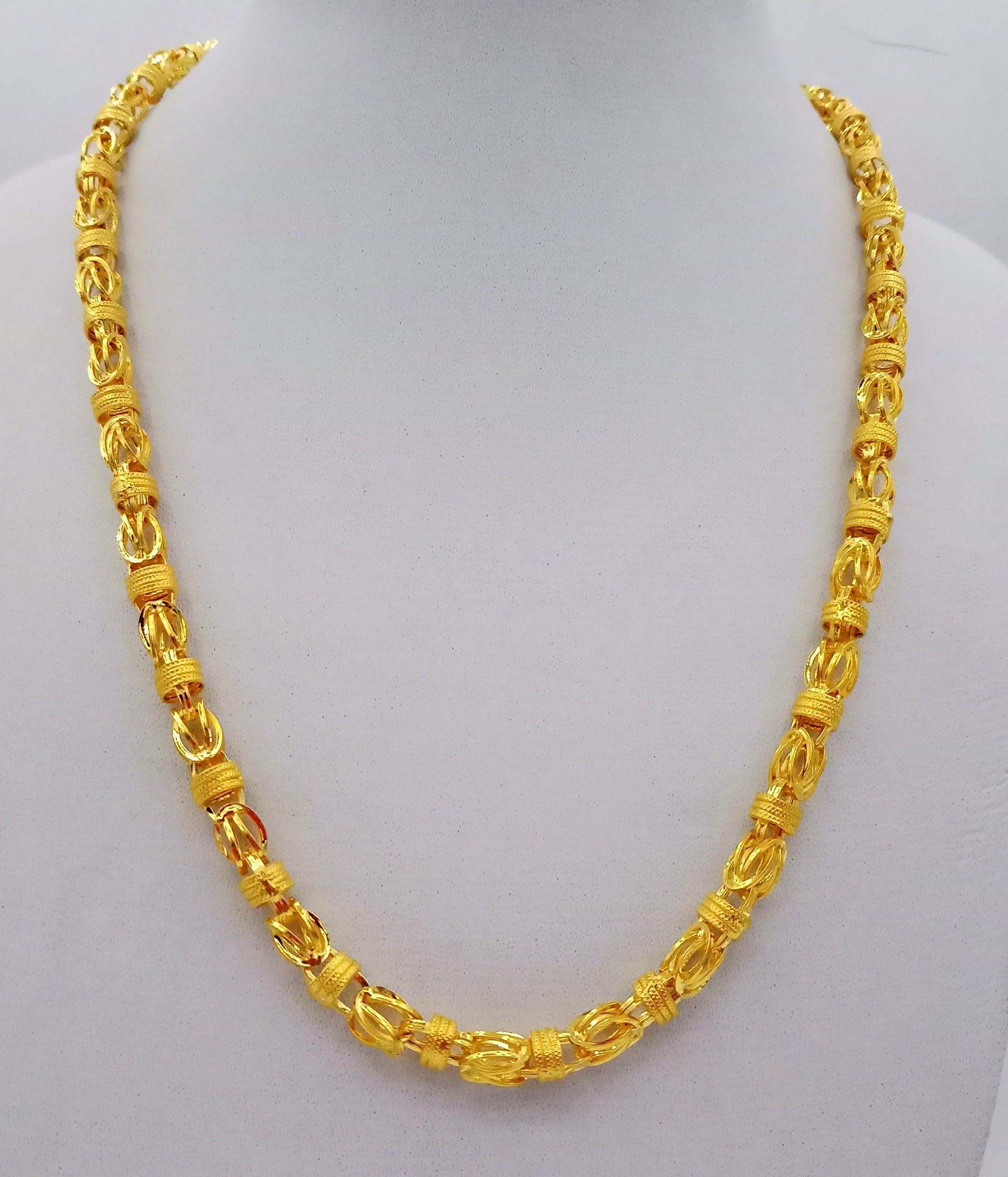 22K yellow gold handmade chain necklace, 20 inches, traditional Indian jewelry, hallmarked 916, from TRIBAL ORNAMENTS.