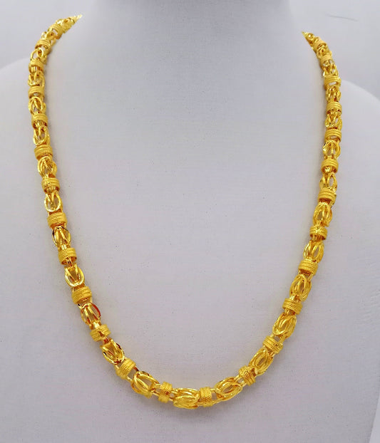 22K yellow gold handmade chain necklace, 20 inches, traditional Indian jewelry, hallmarked 916, from TRIBAL ORNAMENTS.