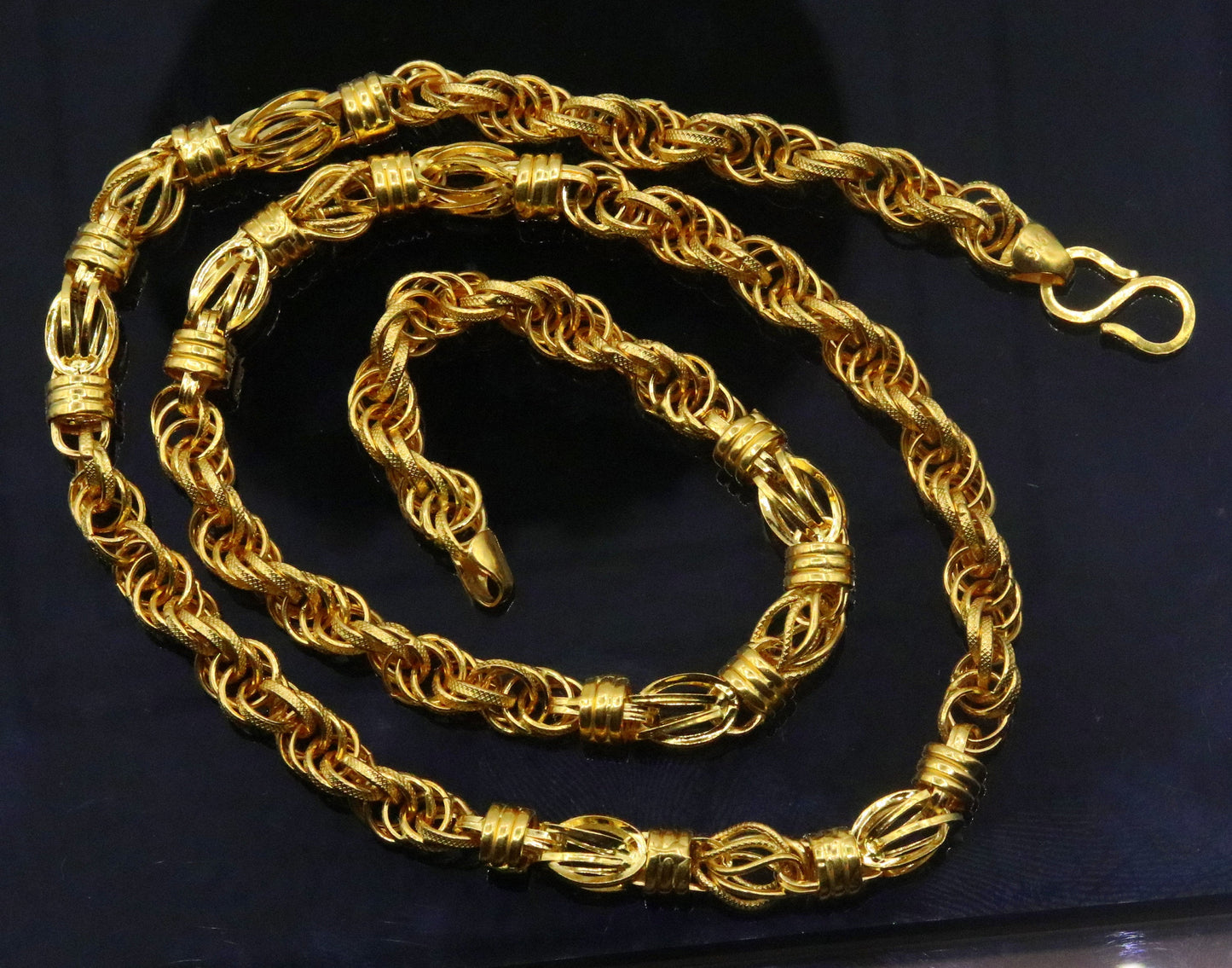 22k yellow gold handmade gorgeous customized design chain necklace genuine hallmarked unisex jewelry ch183 - TRIBAL ORNAMENTS